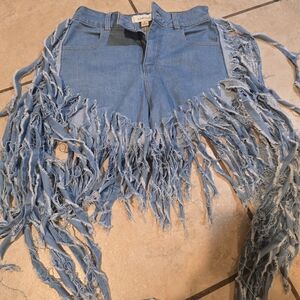 Adiva Light Blue Fringe Jeans